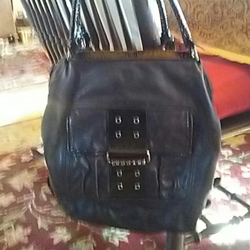 Hogan black leather and patent handbag